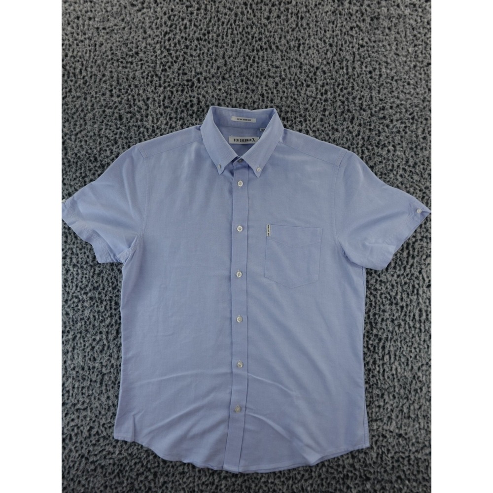 Ben Sherman Mens Signature Oxford Short Sleeve Shirt Size Medium Sky Blue